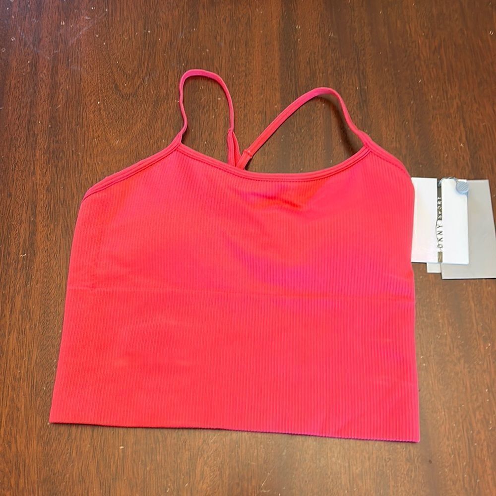 DKNY Sport hot pink wicking removable cup sports bra Size S New